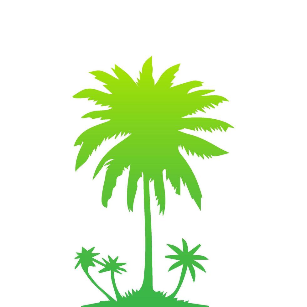 Green palm tree isolated on white background. Palm silhouette vector