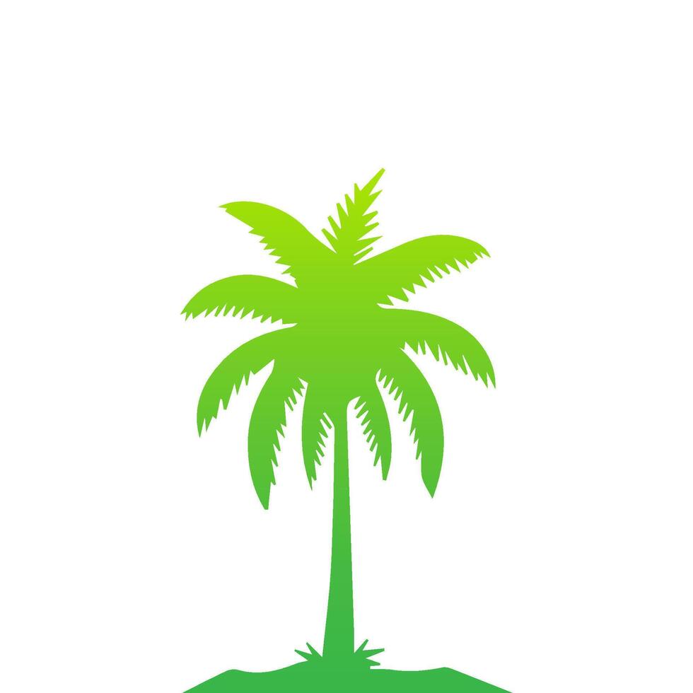 Green palm tree isolated on white background. Palm silhouette vector