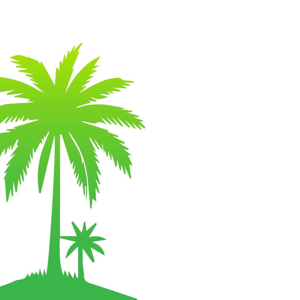 Green palm tree isolated on white background. Palm silhouette vector