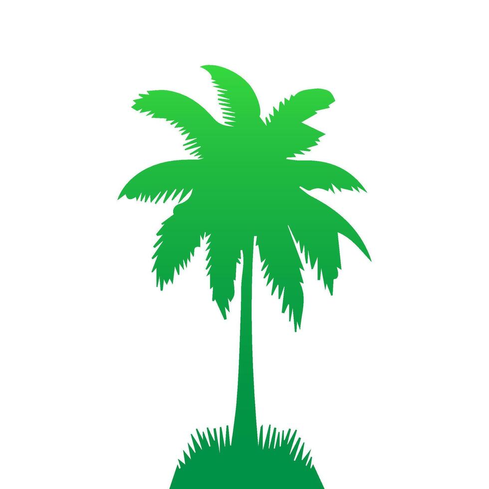 Green palm tree isolated on white background. Palm silhouette vector
