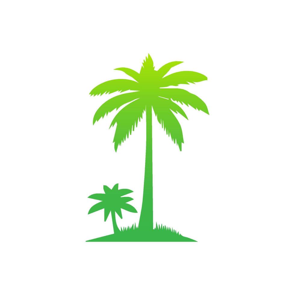 Green palm tree isolated on white background. Palm silhouette vector