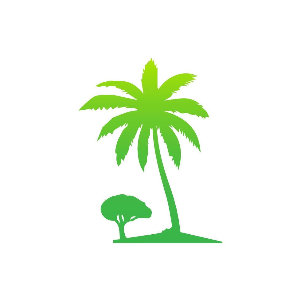 Green palm tree isolated on white background. Palm silhouette vector