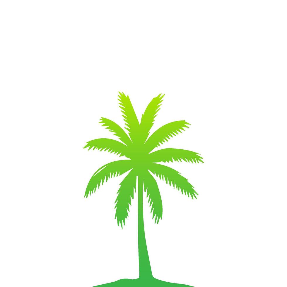 Green palm tree isolated on white background. Palm silhouette vector
