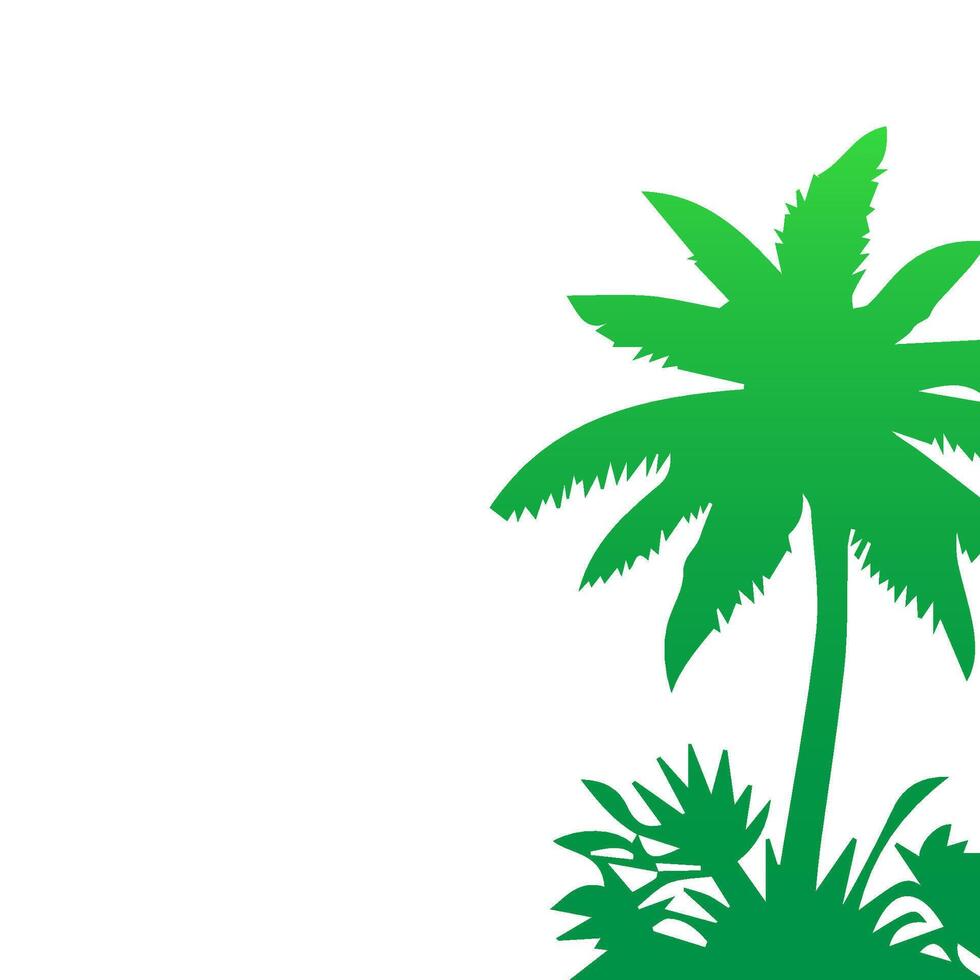 Green palm tree isolated on white background. Palm silhouette vector