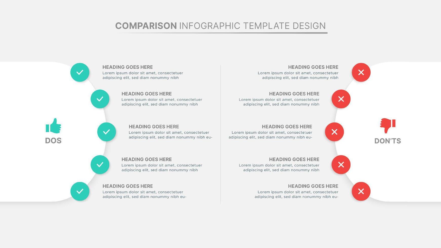 Dos and Donts Comparison Modern Circular Infographic Design Template vector