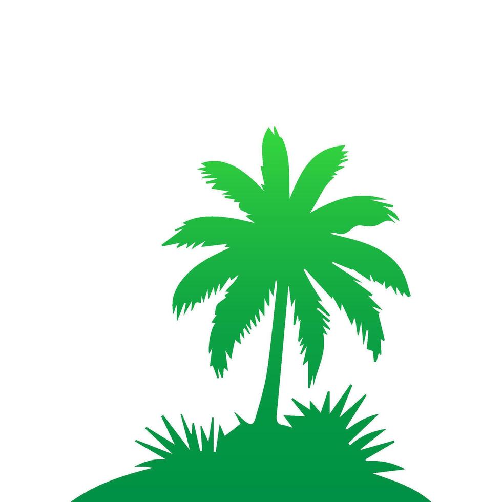 Green palm tree isolated on white background. Palm silhouette vector