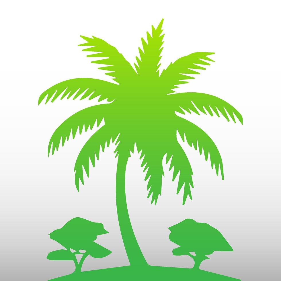 Green palm tree isolated on white background. Palm silhouette vector
