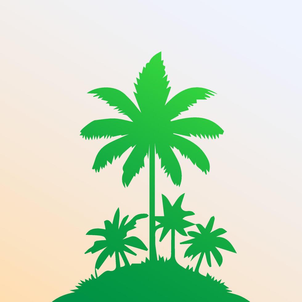 Green palm tree isolated on white background. Palm silhouette vector