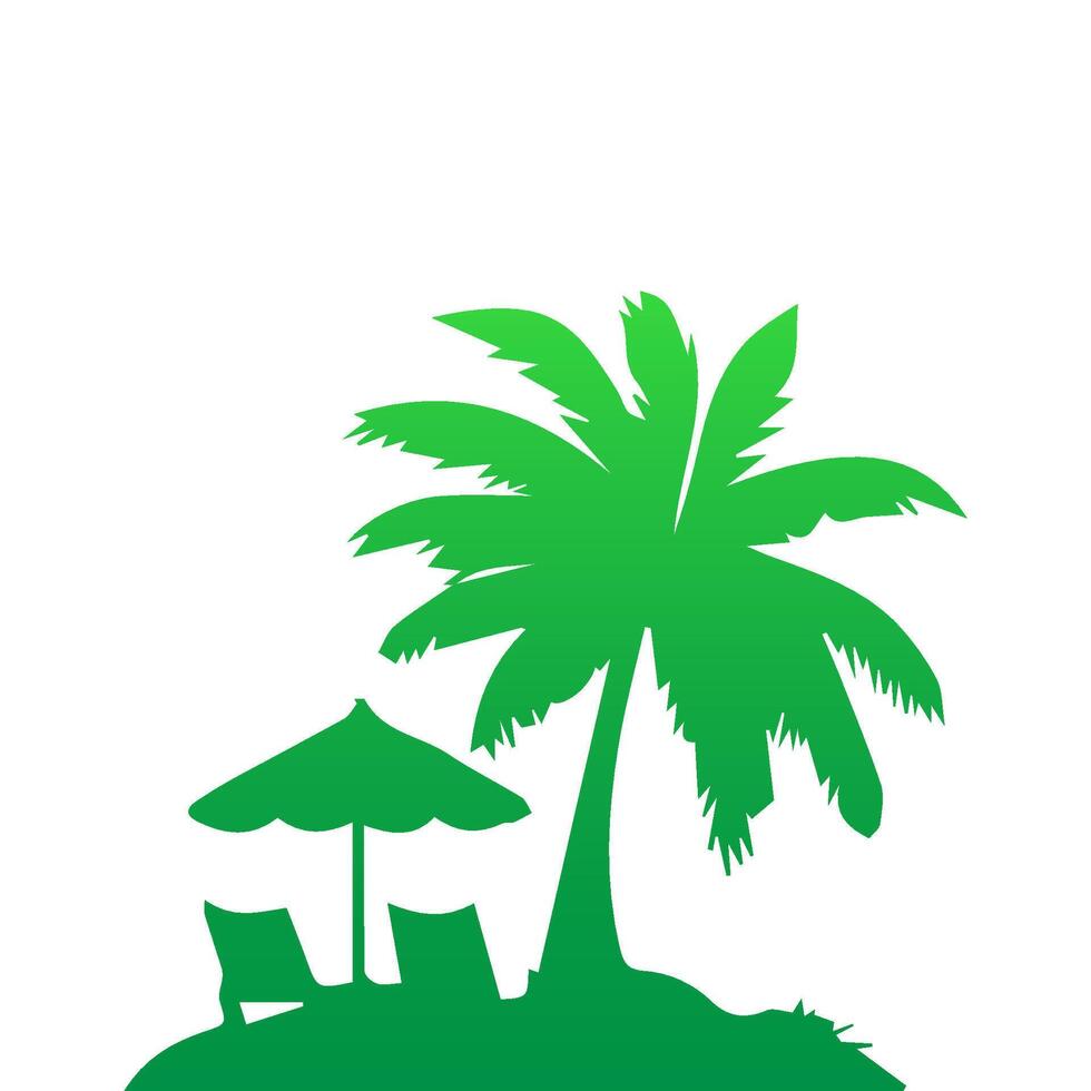 Green palm tree isolated on white background. Palm silhouette vector