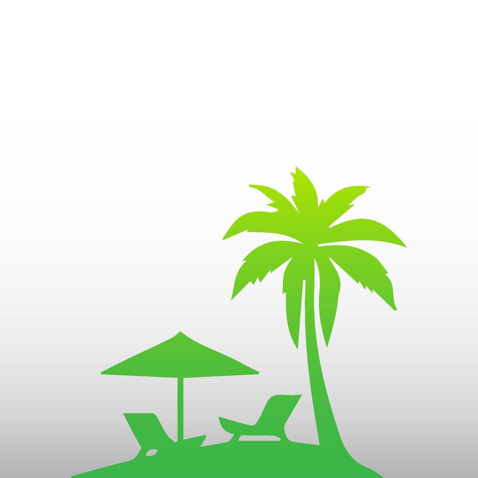 Green palm tree isolated on white background. Palm silhouette vector