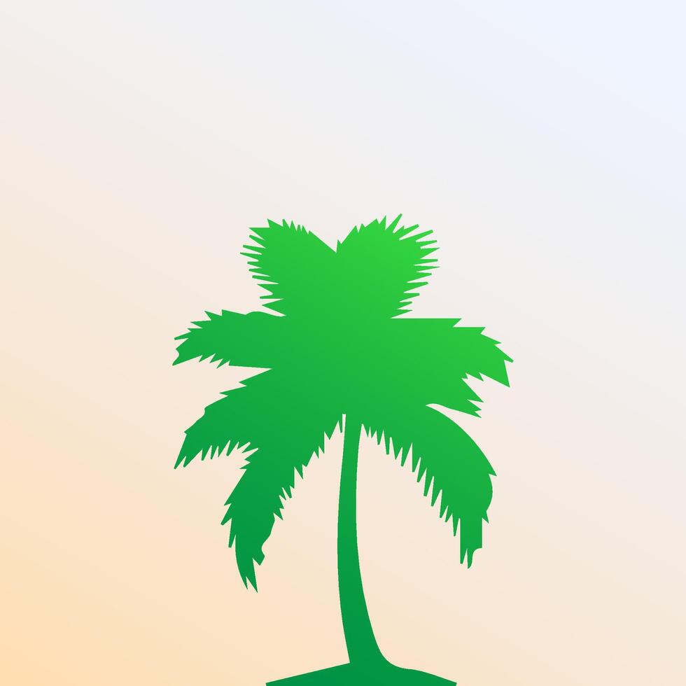Green palm tree isolated on white background. Palm silhouette vector