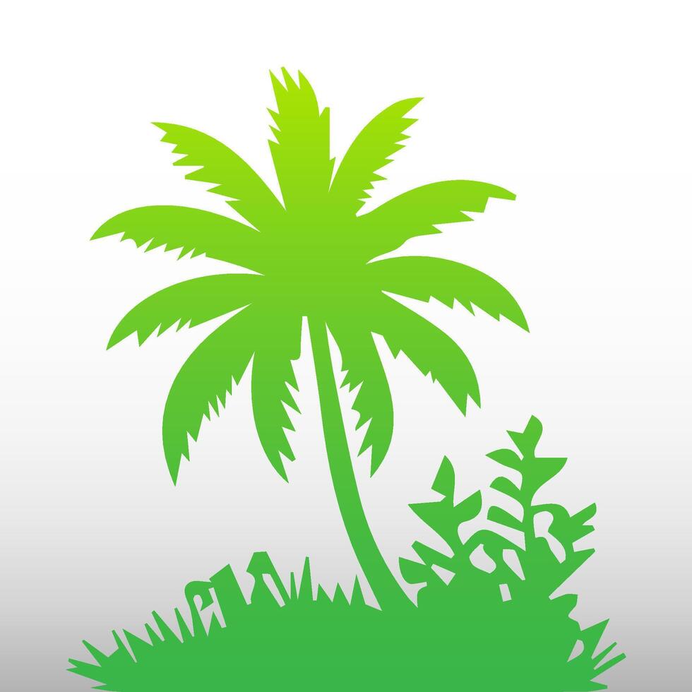 Green palm tree isolated on white background. Palm silhouette vector