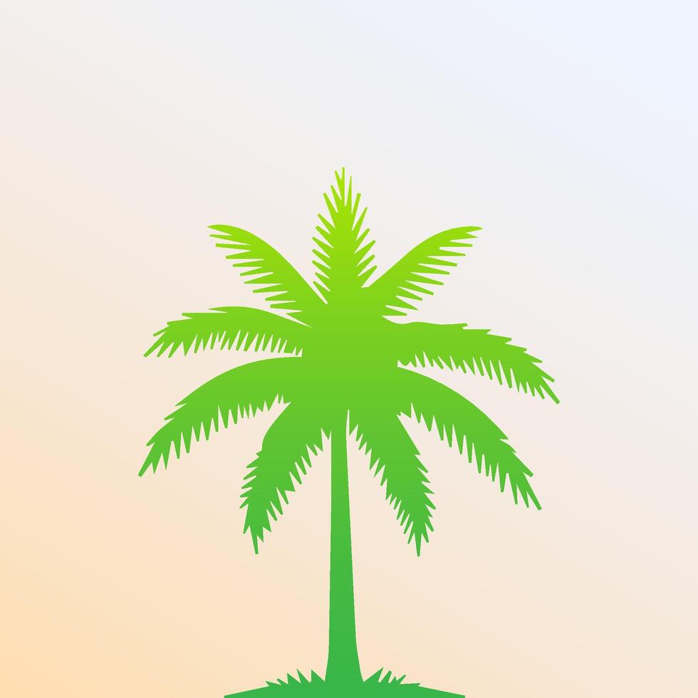 Green palm tree isolated on white background. Palm silhouette vector