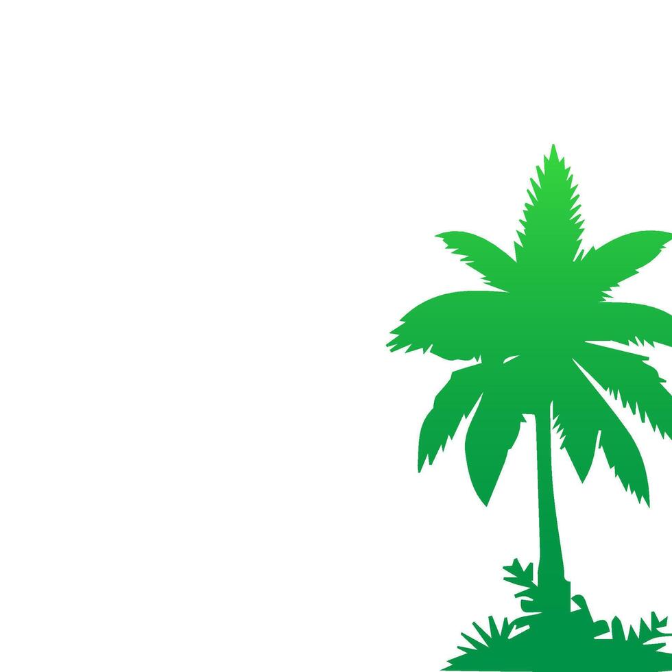 Green palm tree isolated on white background. Palm silhouette vector