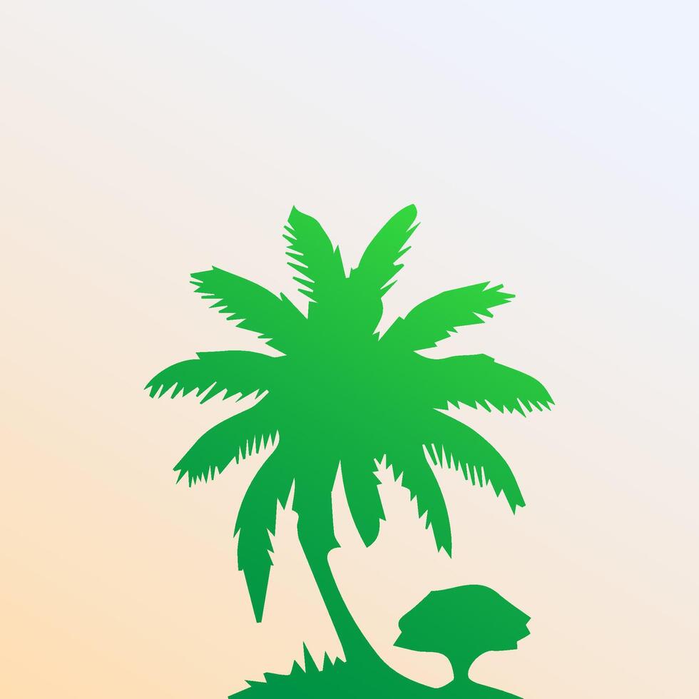 Green palm tree isolated on white background. Palm silhouette vector