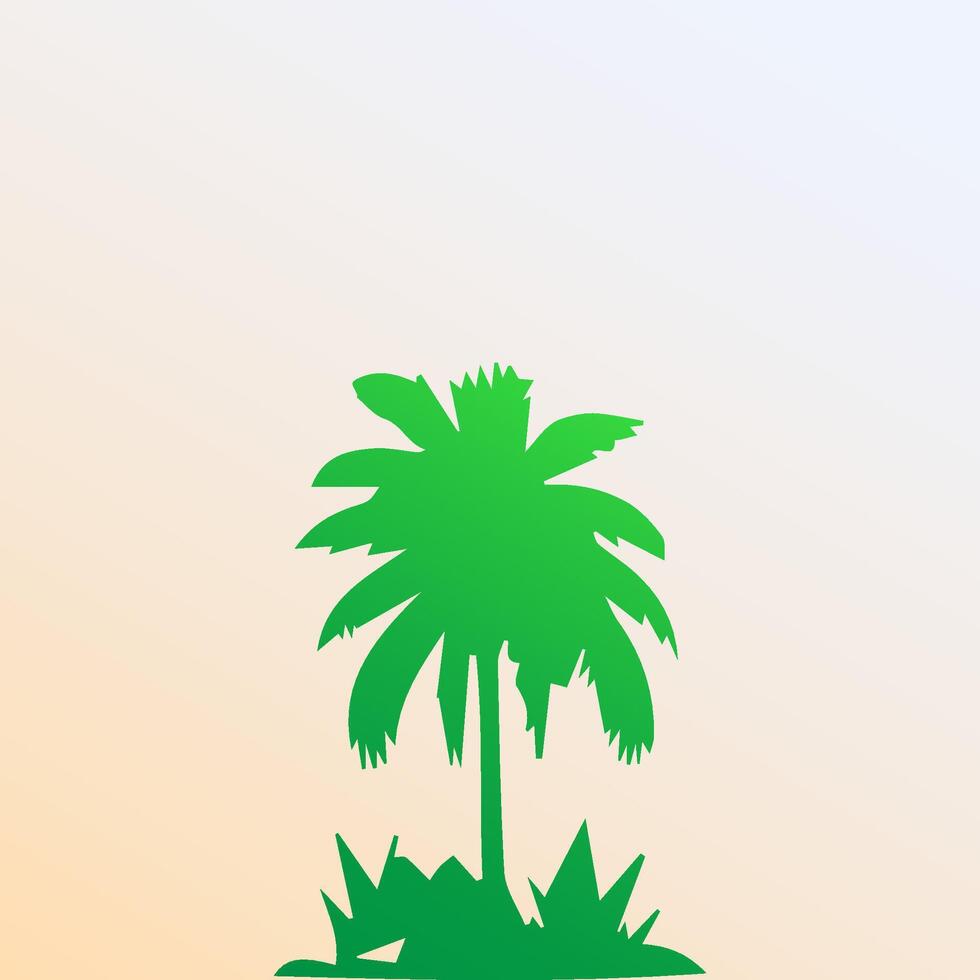 Green palm tree isolated on white background. Palm silhouette vector