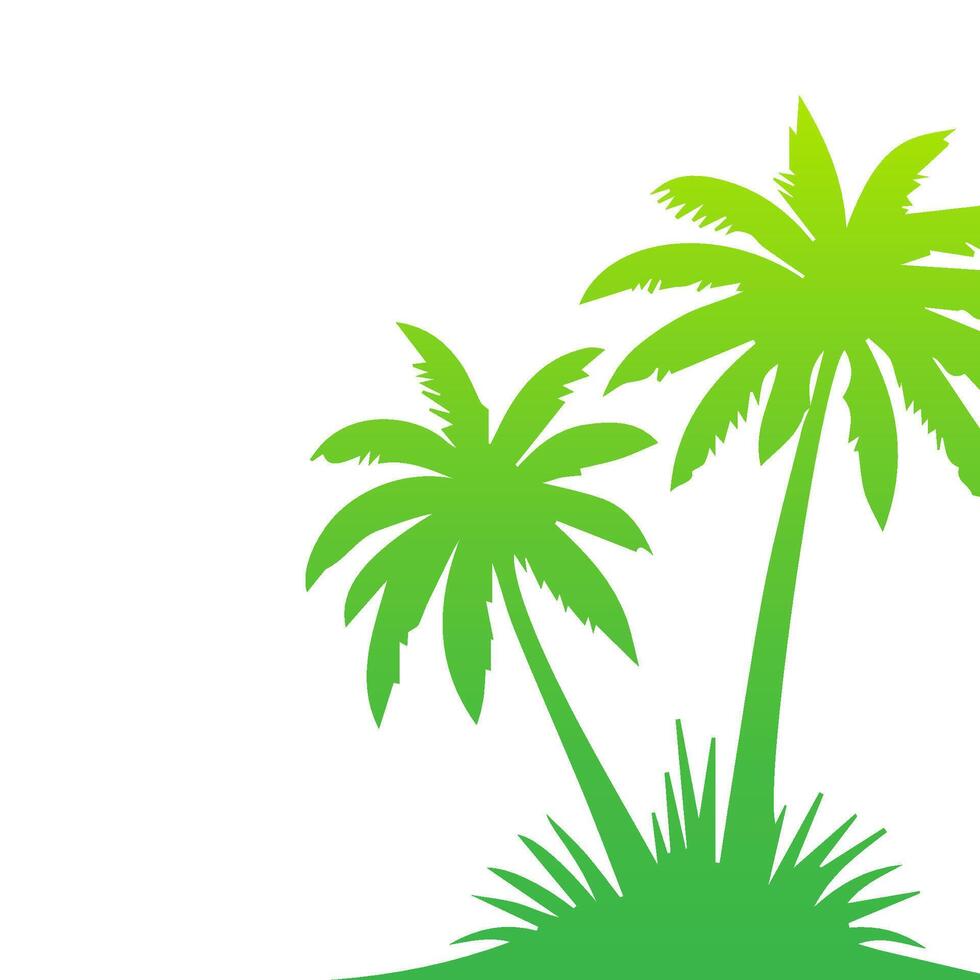 Green palm tree isolated on white background. Palm silhouette vector