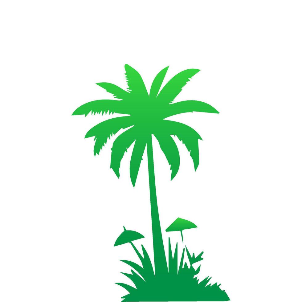 Green palm tree isolated on white background. Palm silhouette vector