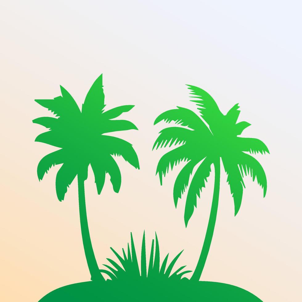 Green palm tree isolated on white background. Palm silhouette vector