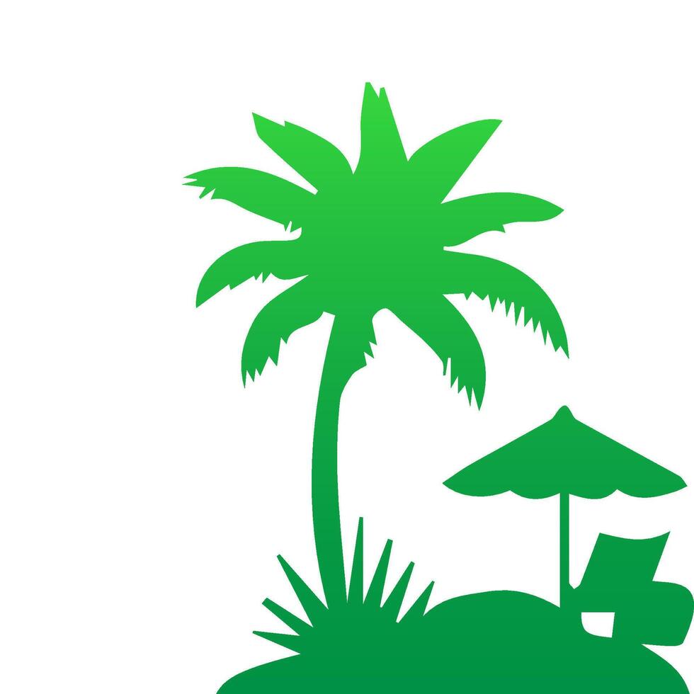 Green palm tree isolated on white background. Palm silhouette vector