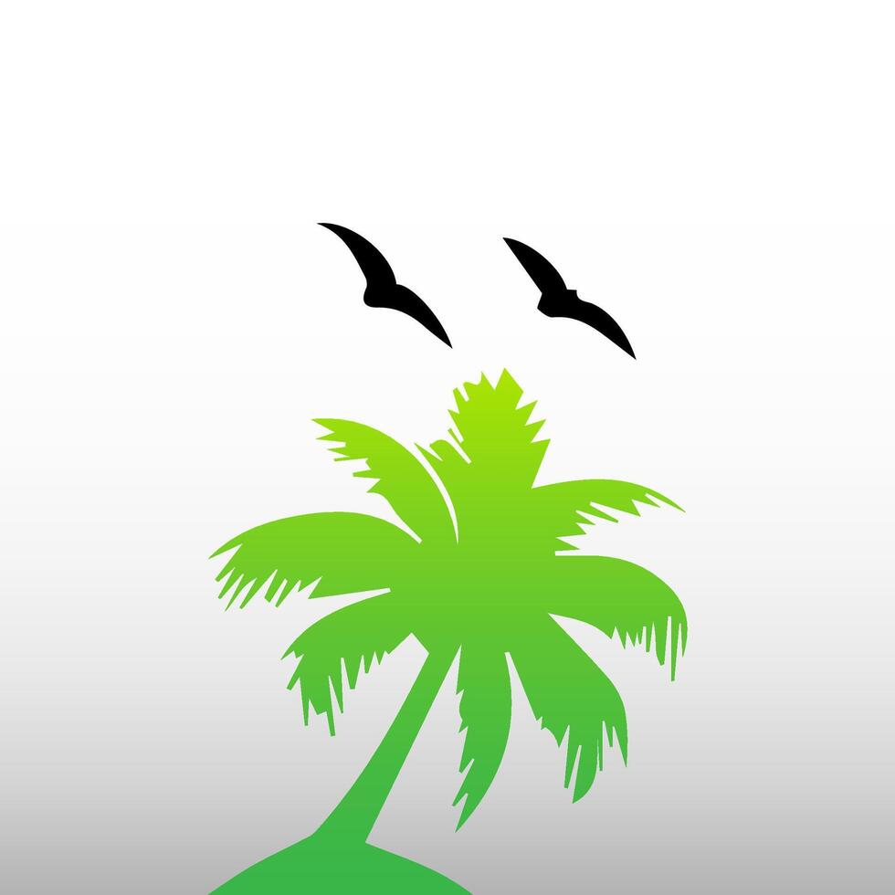 Green palm tree isolated on white background. Palm silhouette vector
