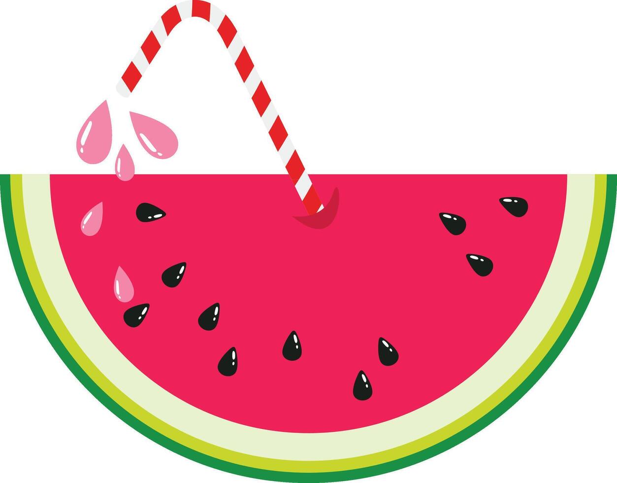 Watermelon slice juice with straw vector