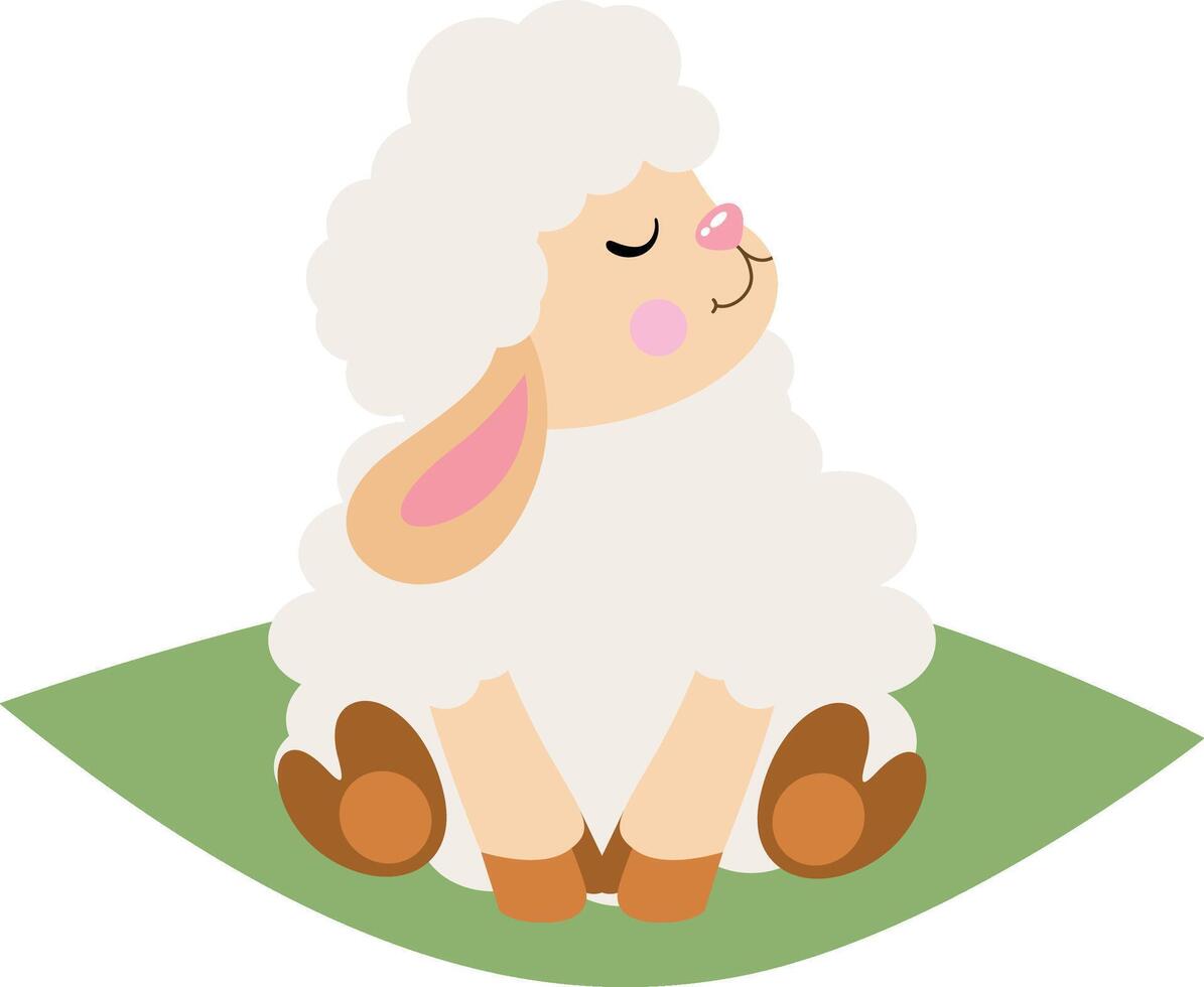 Friendly lamb sheep sitting vector