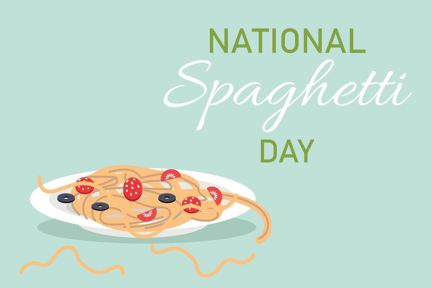National Spaghetti Day. Banner template with a plate of pasta with sauce. vector