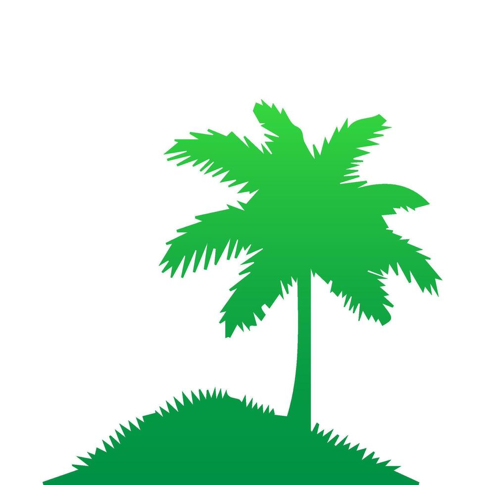 Green palm tree isolated on white background. Palm silhouette vector