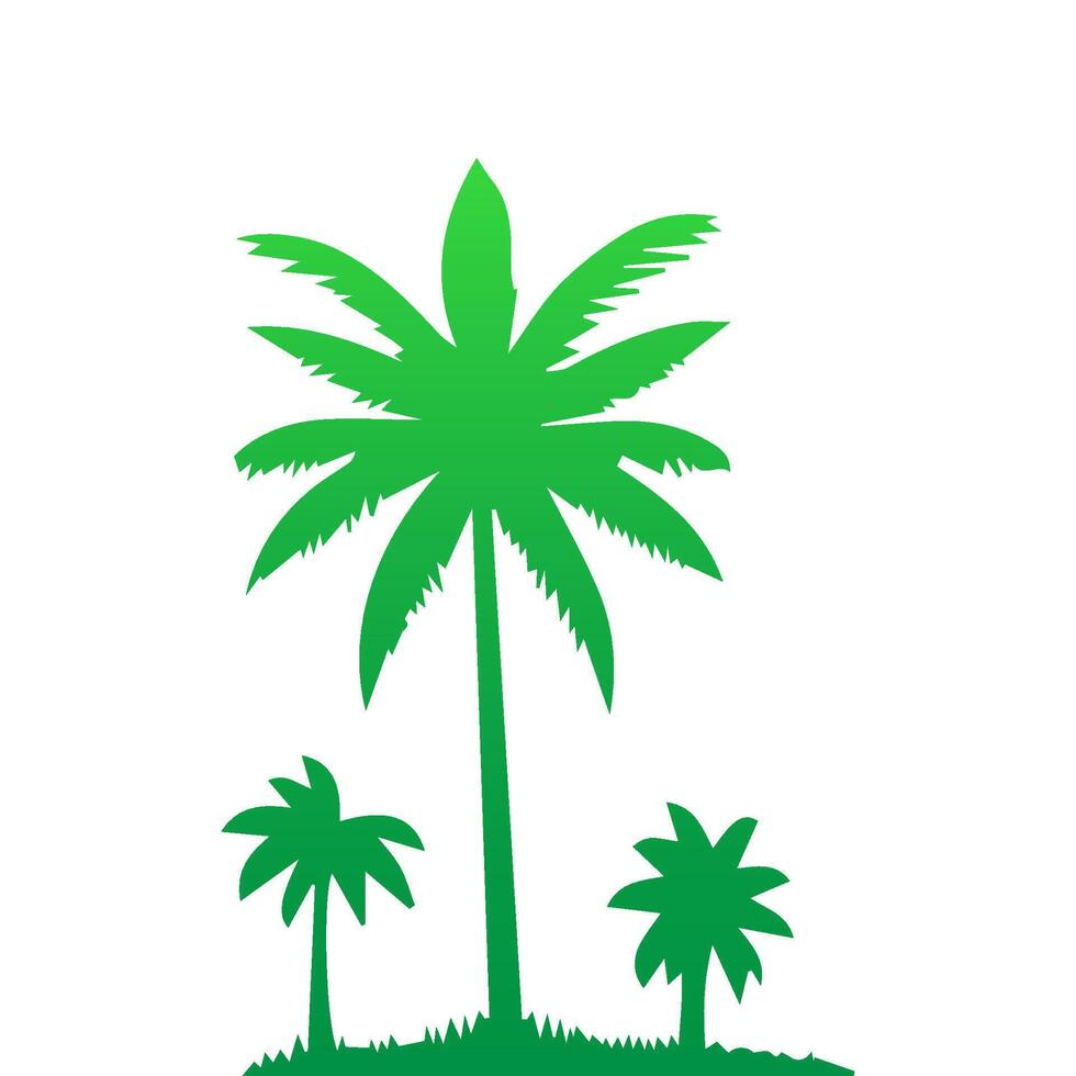 Green palm tree isolated on white background. Palm silhouette vector