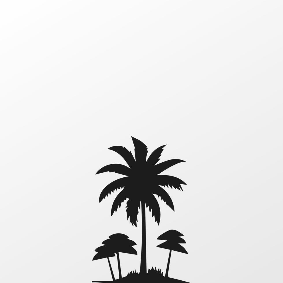 Black palm tree isolated on white background. Palm silhouette vector