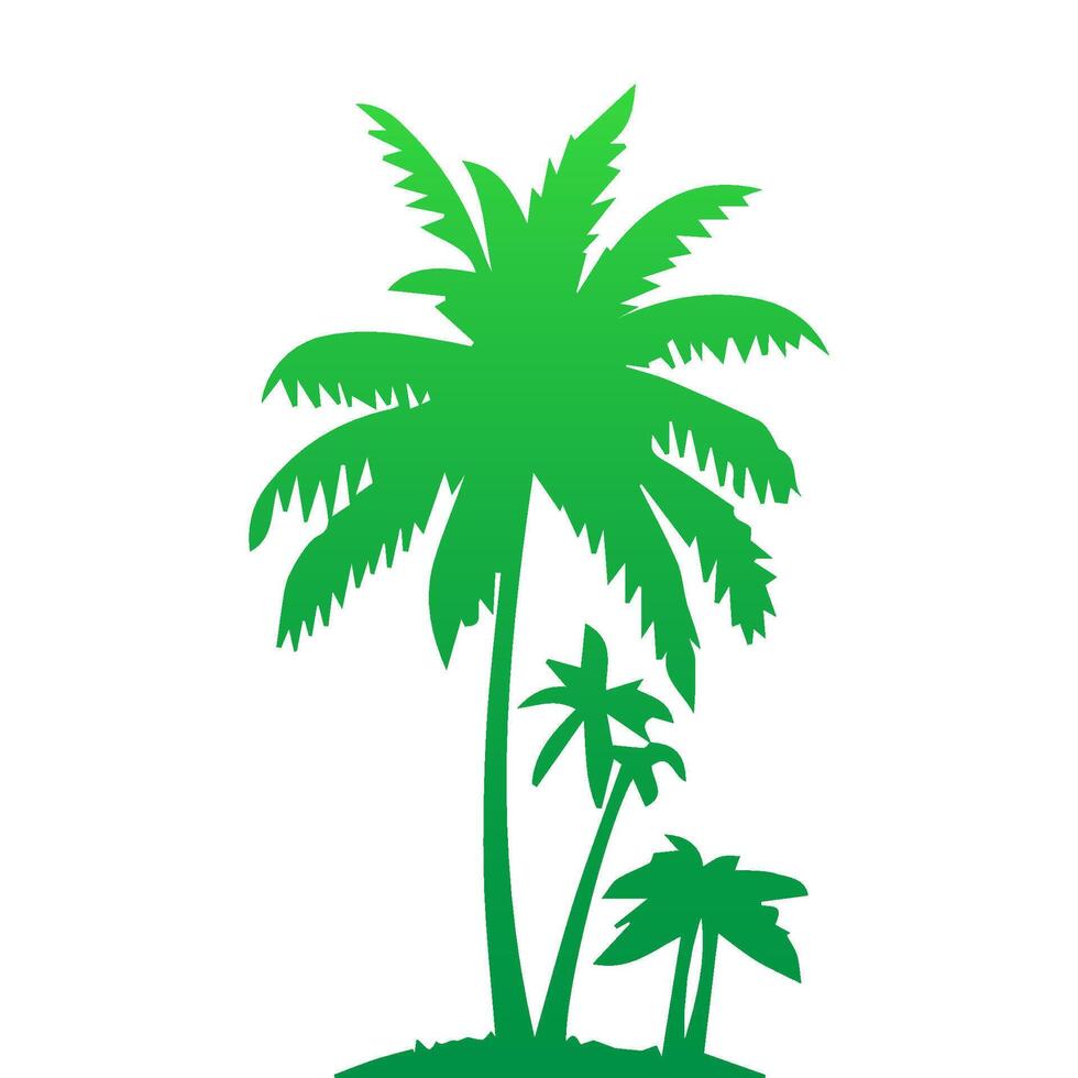 Green palm tree isolated on white background. Palm silhouette vector