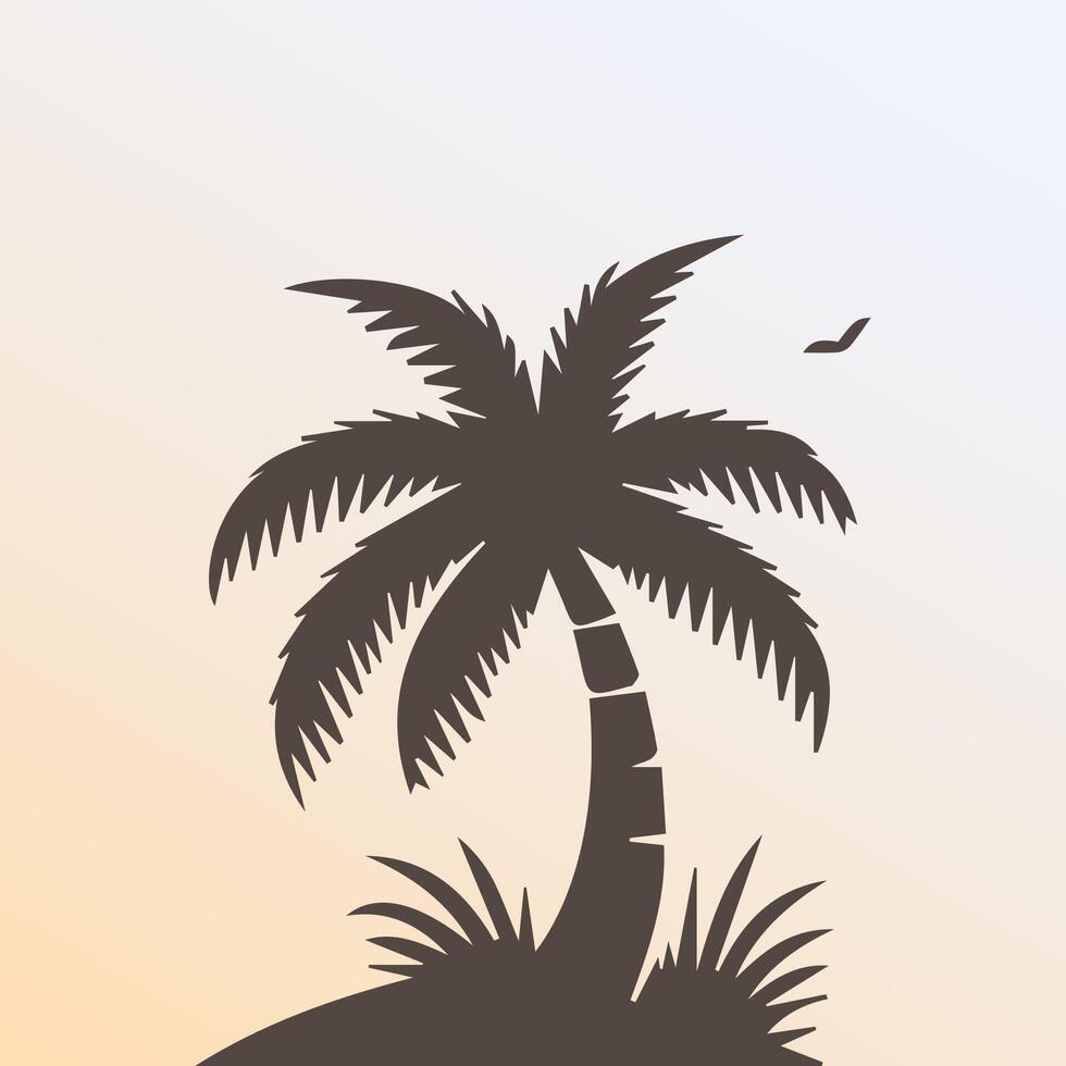 Black palm tree isolated on white background. Palm silhouette vector