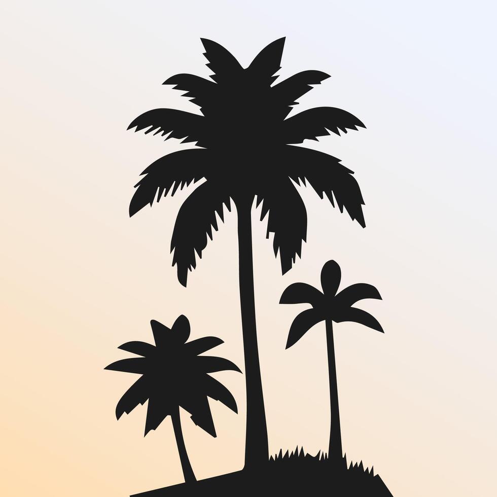 Black palm tree isolated on white background. Palm silhouette vector