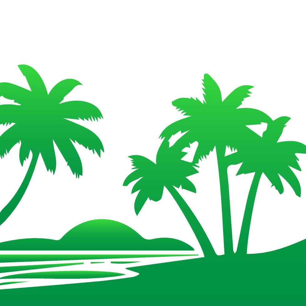 Green palm tree isolated on white background. Palm silhouette vector