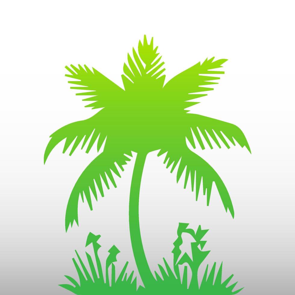 Green palm tree isolated on white background. Palm silhouette vector