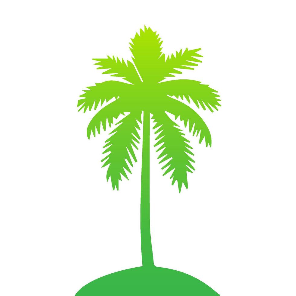 Green palm tree isolated on white background. Palm silhouette vector