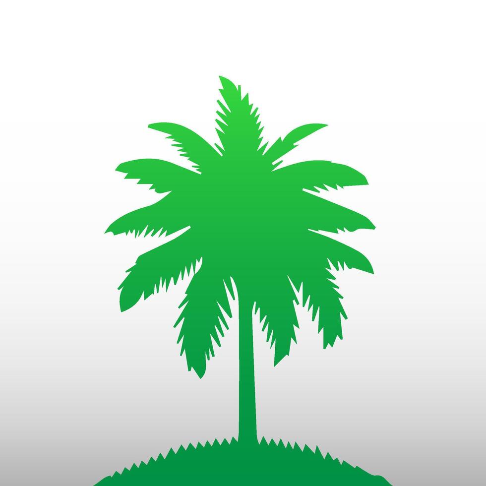 Green palm tree isolated on white background. Palm silhouette vector