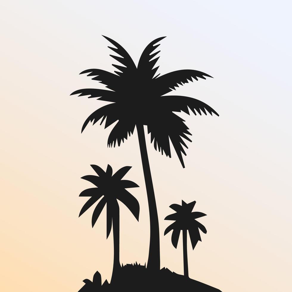 Black palm tree isolated on white background. Palm silhouette vector