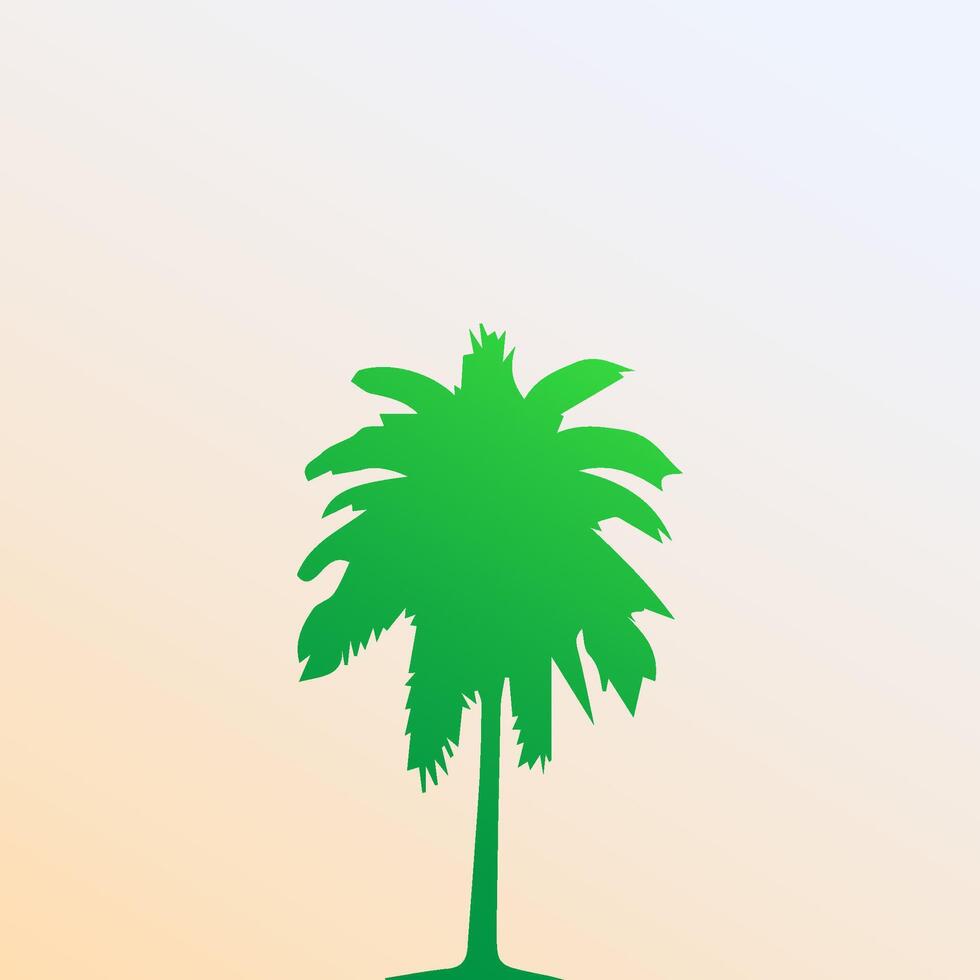 Green palm tree isolated on white background. Palm silhouette vector