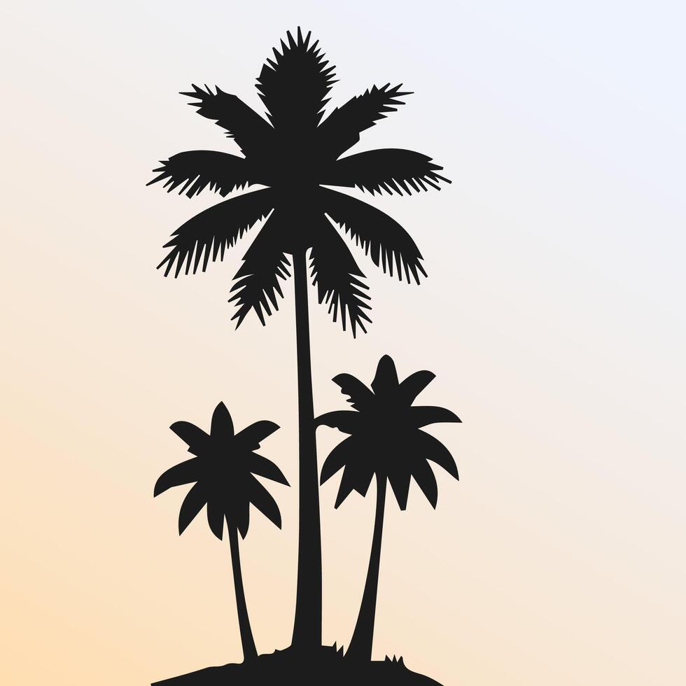 Black palm tree isolated on white background. Palm silhouette vector