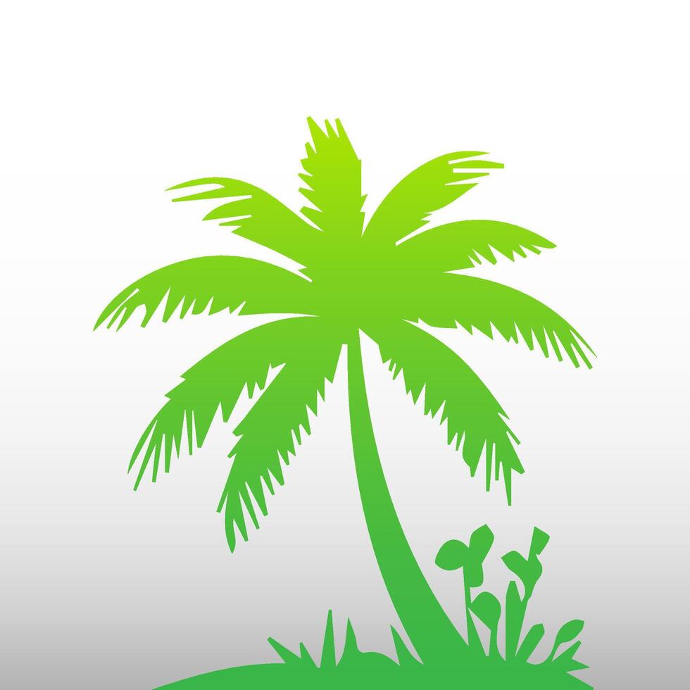 Green palm tree isolated on white background. Palm silhouette vector