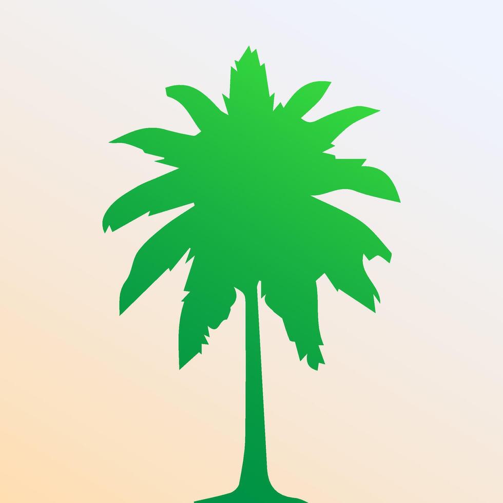 Green palm tree isolated on white background. Palm silhouette vector