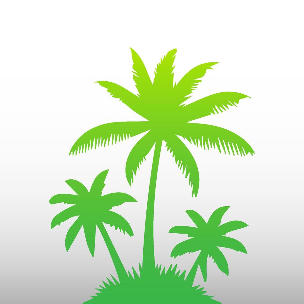 Green palm tree isolated on white background. Palm silhouette vector