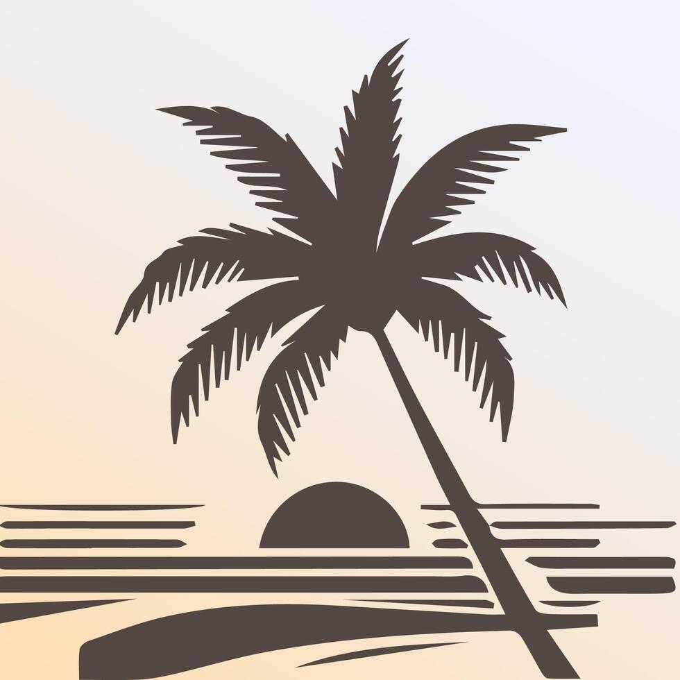 Black palm tree isolated on white background. Palm silhouette vector