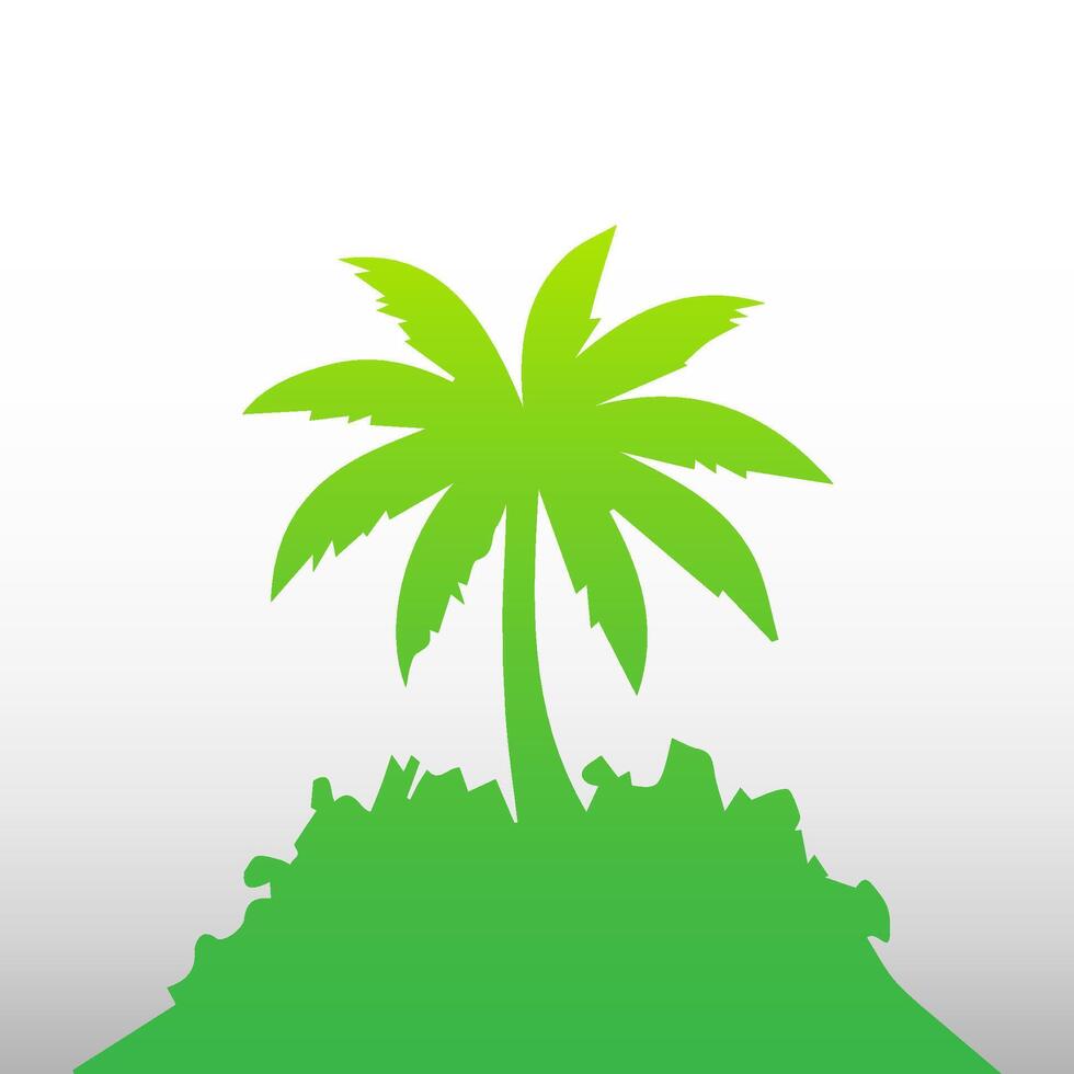 Green palm tree isolated on white background. Palm silhouette vector