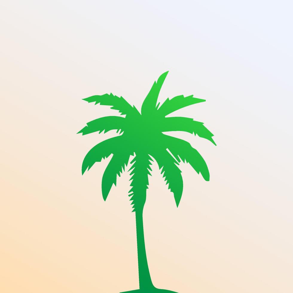 Green palm tree isolated on white background. Palm silhouette vector