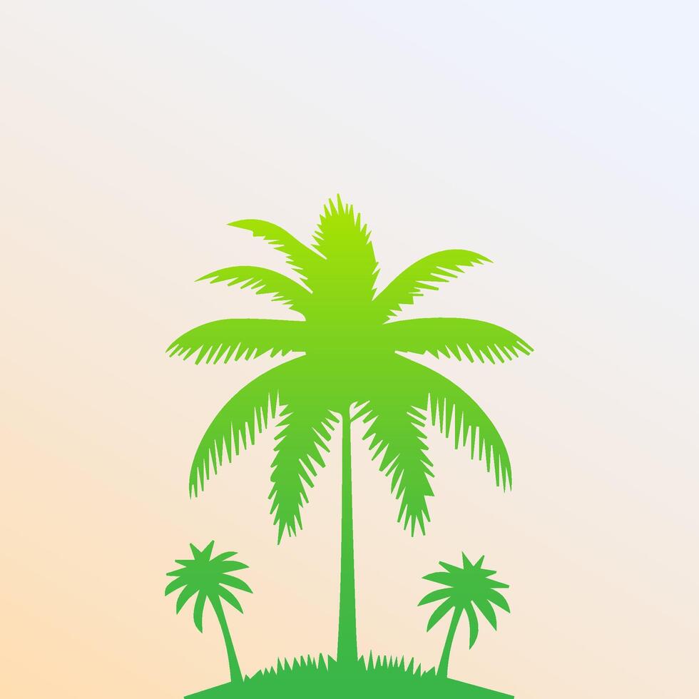 Green palm tree isolated on white background. Palm silhouette vector