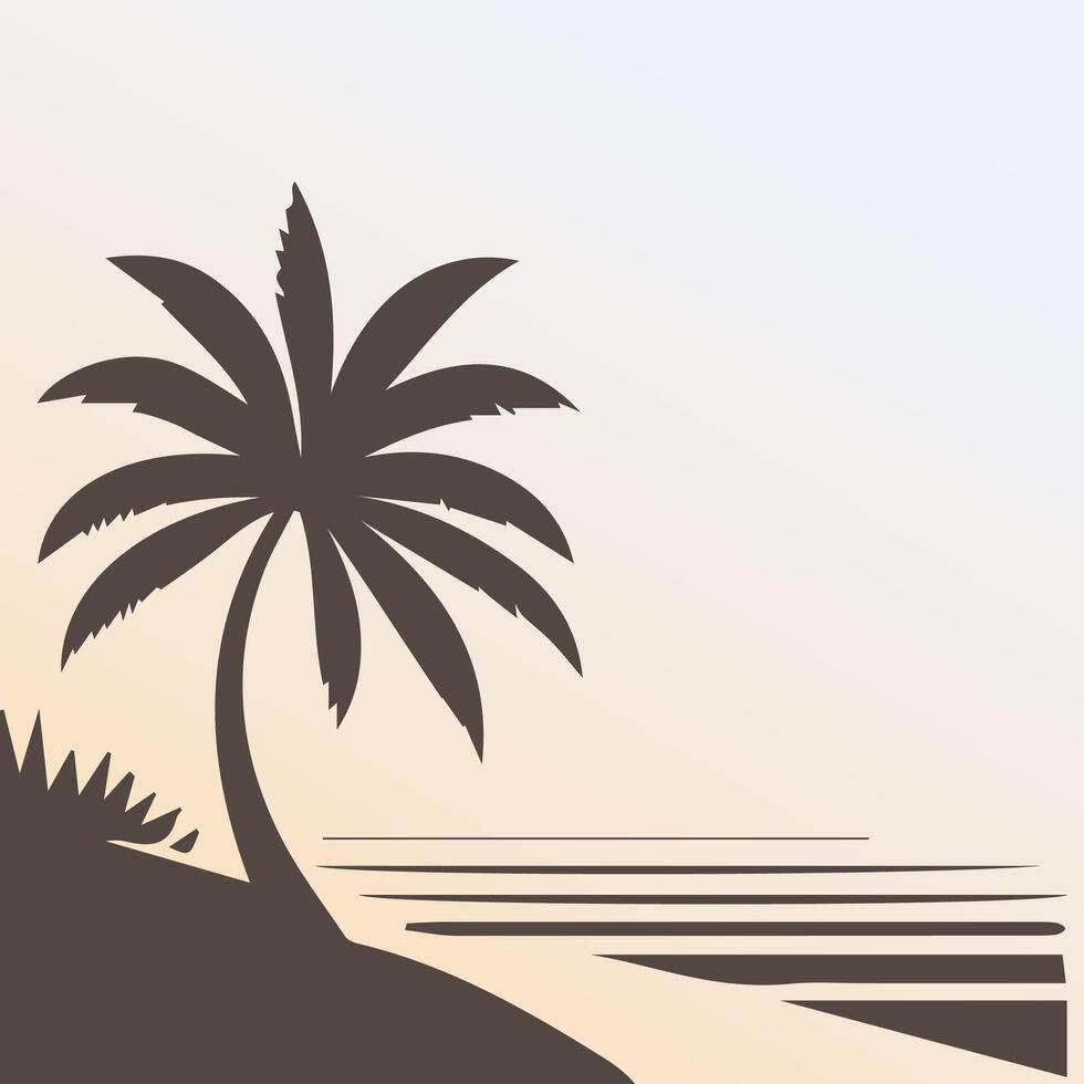 Black palm tree isolated on white background. Palm silhouette vector