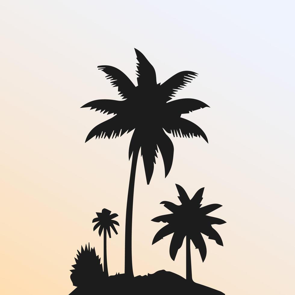 Black palm tree isolated on white background. Palm silhouette vector